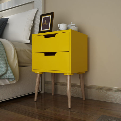 Amazing Bedside Table with Two Drawers (Yellow) - Wooden Twist UAE
