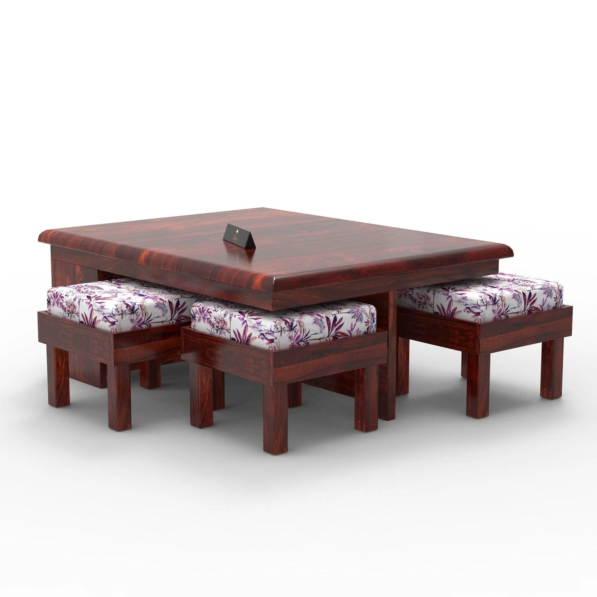 Esto Teak Wood Coffee Table Set With Side Storage - Wooden Twist UAE