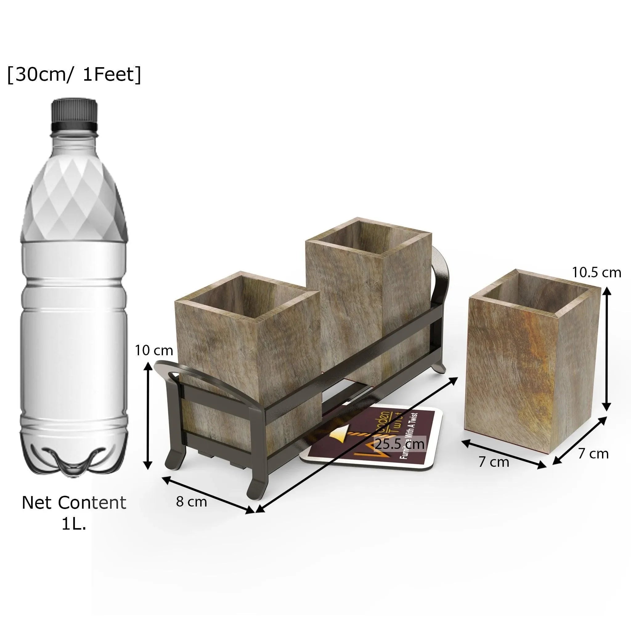 Designer Cutlery Holder ( 3 Containers ) - Wooden Twist UAE