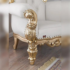 Luxurious High Back throne Gold Leaf & Buttons Chair - Wooden Twist UAE