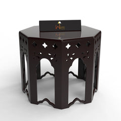 Wooden End Table Octagonal Shape In Walnut Finish - Wooden Twist UAE