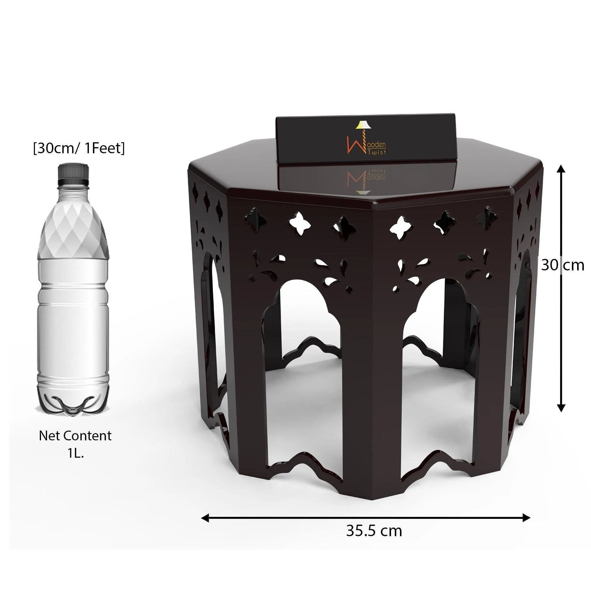 Wooden End Table Octagonal Shape In Walnut Finish - Wooden Twist UAE