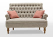 Premium Compact 2 Seater Sofa With Legs In Teak Finish With Cushions - WoodenTwist