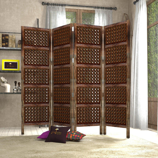 Premium Elegant Solid Wood Room Divider/Separator/Wooden Partition 4 Panels - Wooden Twist UAE
