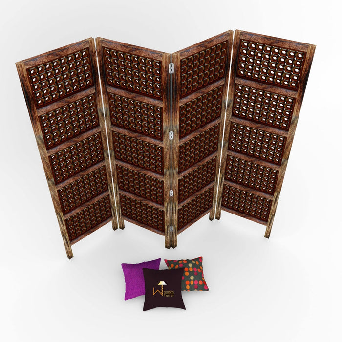 Premium Elegant Solid Wood Room Divider/Separator/Wooden Partition 4 Panels