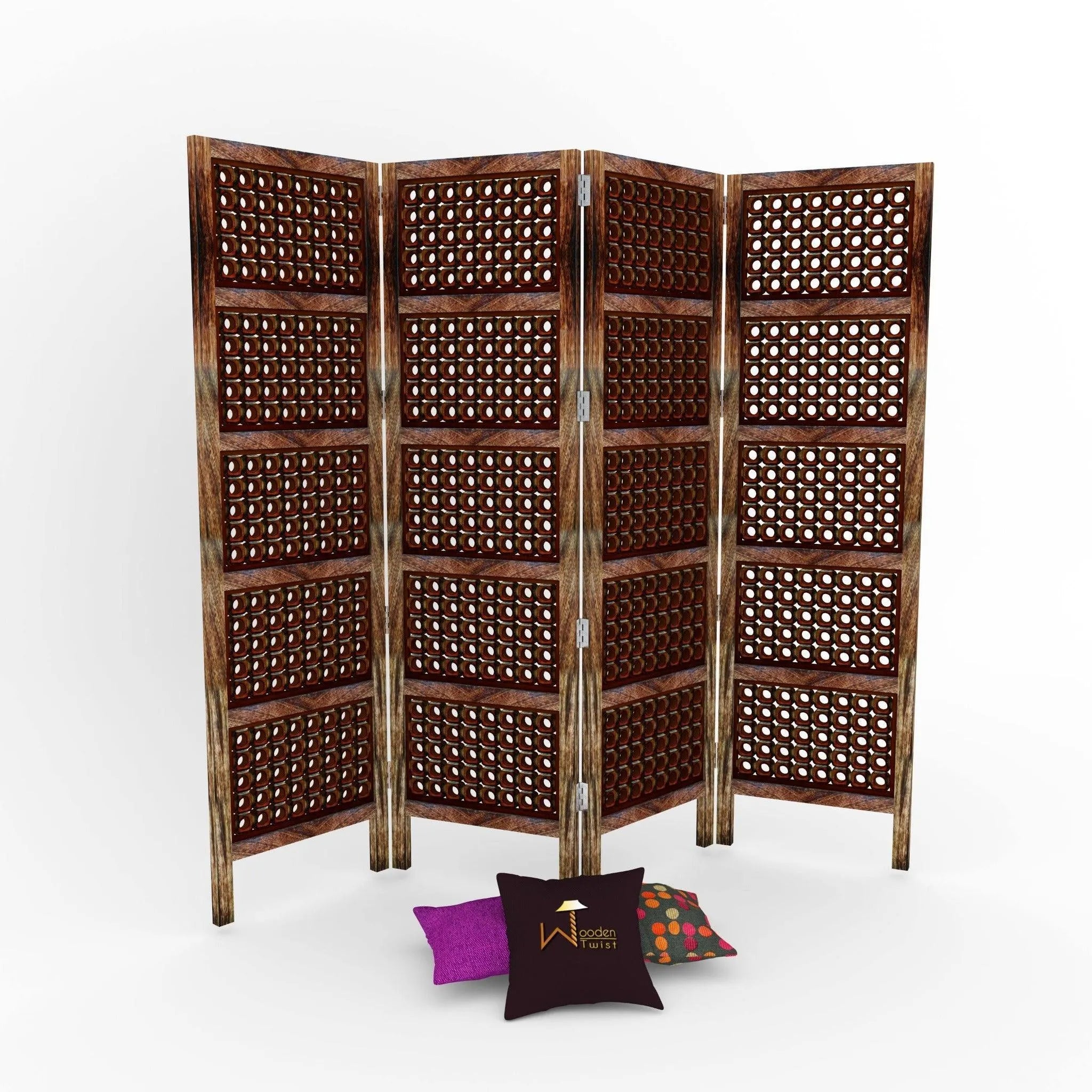 Premium Elegant Solid Wood Room Divider/Separator/Wooden Partition 4 Panels - Wooden Twist UAE