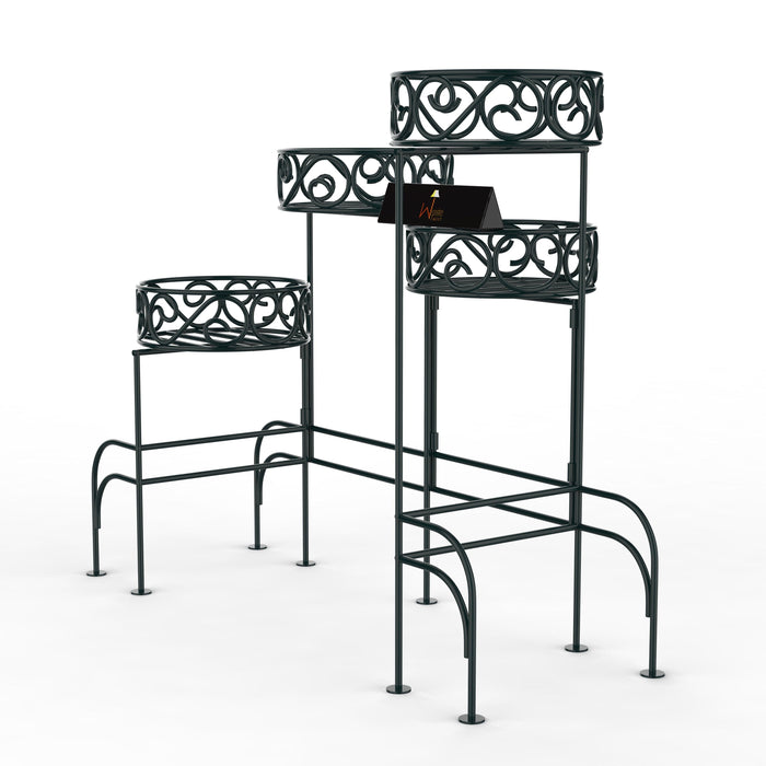 Modern Design Four-Tier Planter Stand Wrought Iron (Black) - Wooden Twist UAE