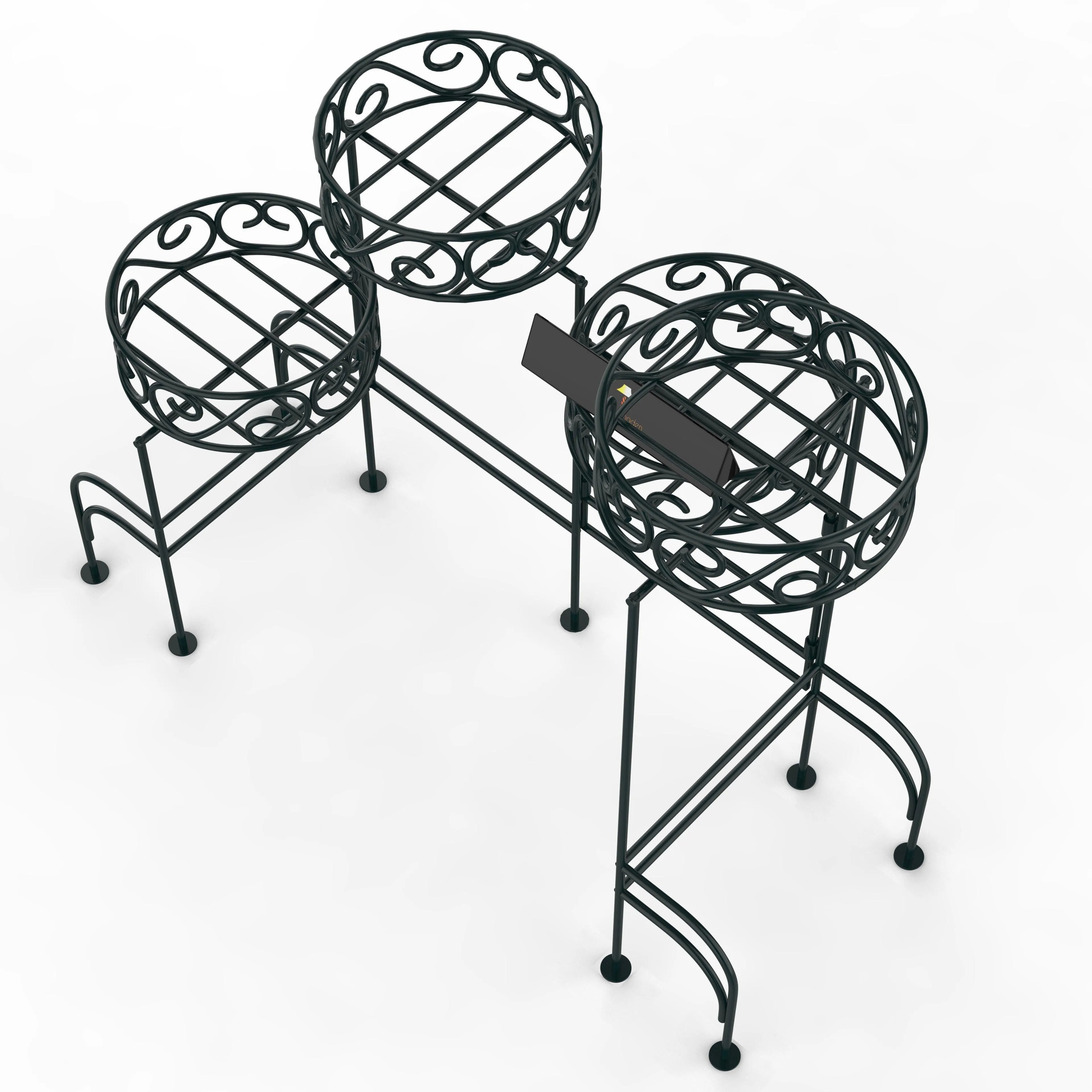 Modern Design Four-Tier Planter Stand Wrought Iron (Black) - Wooden Twist UAE