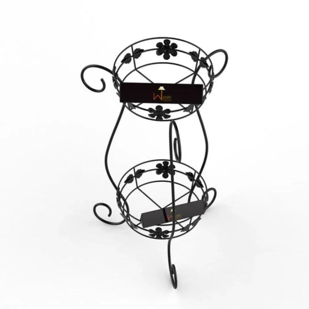 Metal Flower Pot Stand‎ (Black) - Wooden Twist UAE
