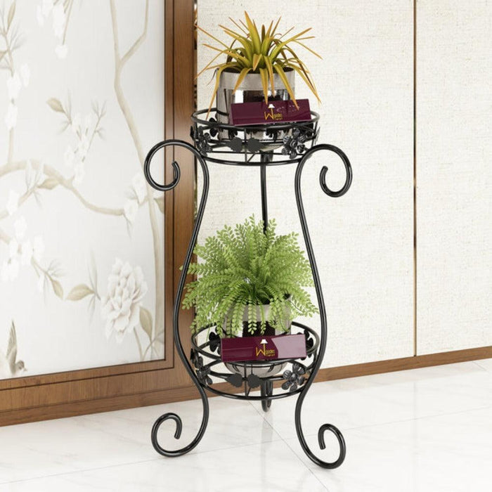 Metal Flower Pot Stand‎ (Black) - Wooden Twist UAE