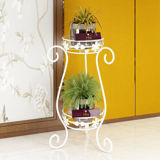 Metal Flower Pot Stand‎ (White) - Wooden Twist UAE