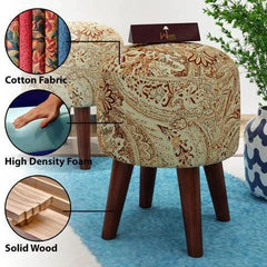 Wooden Twist Stool Set of 2 Cushioned Ottoman - Wooden Twist UAE