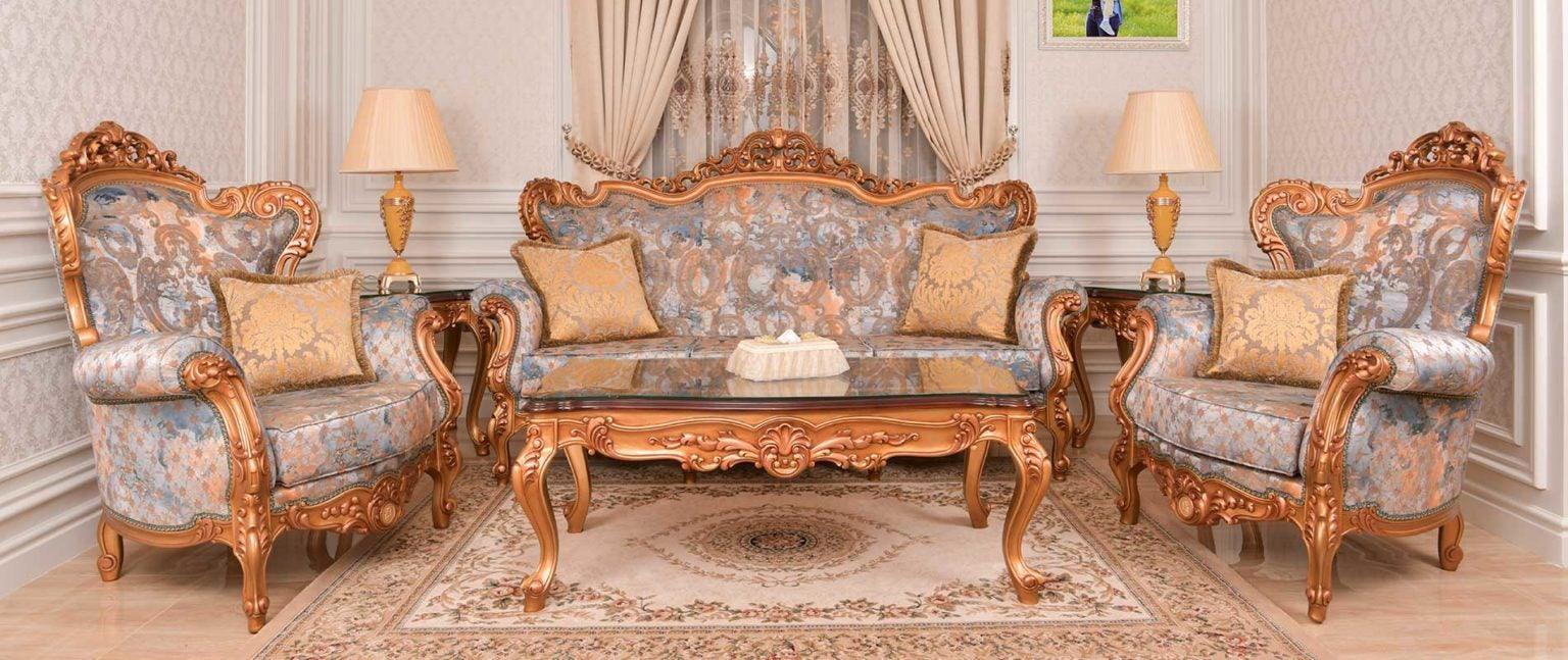 Classic Carved Sofa Set with Table in Premium Finish ( Maharaja Sofa ) - Wooden Twist UAE