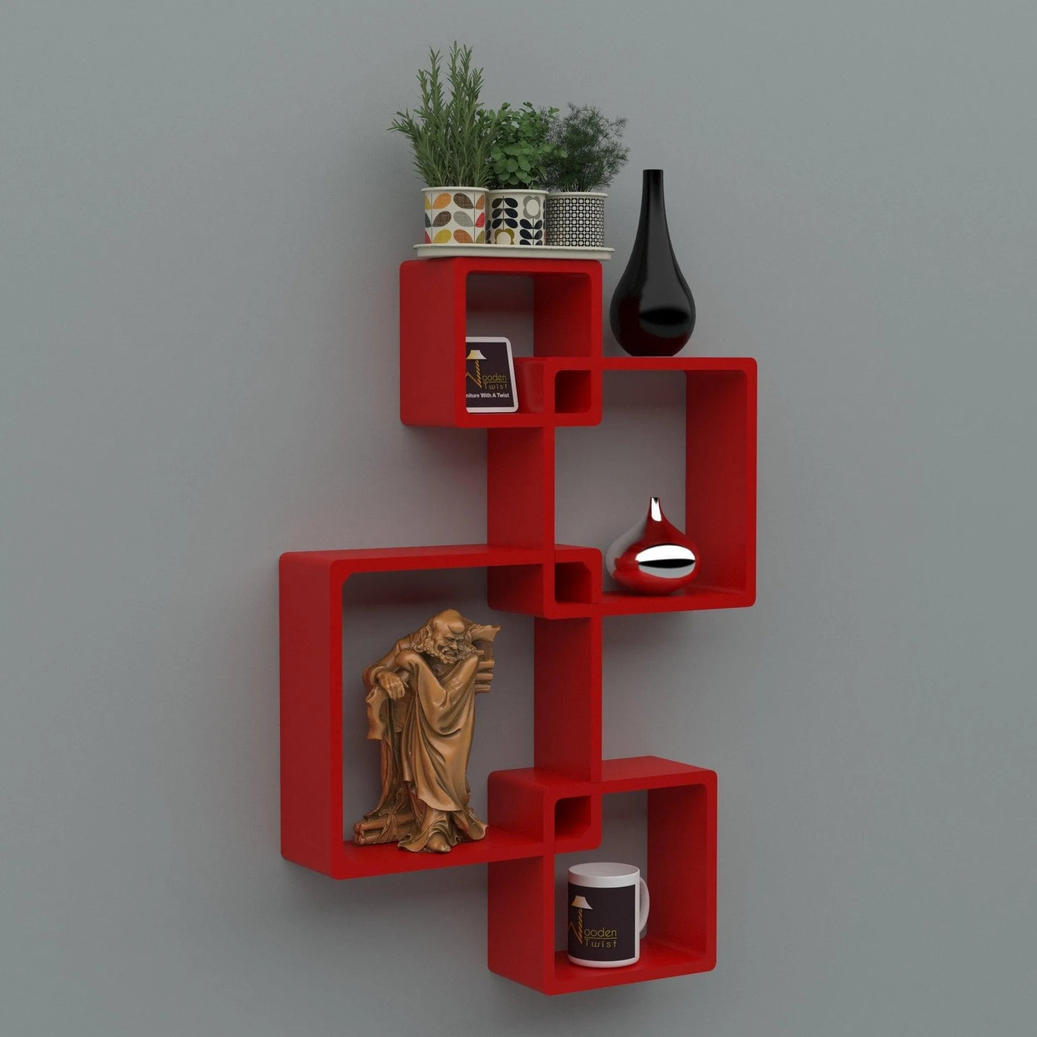 Rafuf Intersecting Floating Wall Shelves with 4 Shelves - Wooden Twist UAE