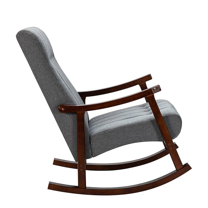 Risco Rocking Chair With Button Tufted Back (Grey) - Wooden Twist UAE