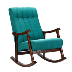 Risco Rocking Chair With Button Tufted Back (Teal) - Wooden Twist UAE