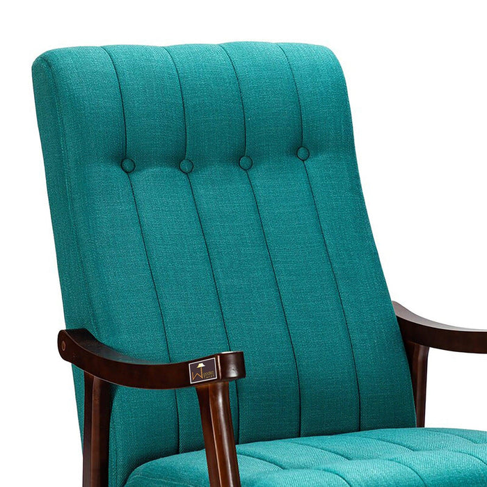 Risco Rocking Chair With Button Tufted Back (Teal) - Wooden Twist UAE