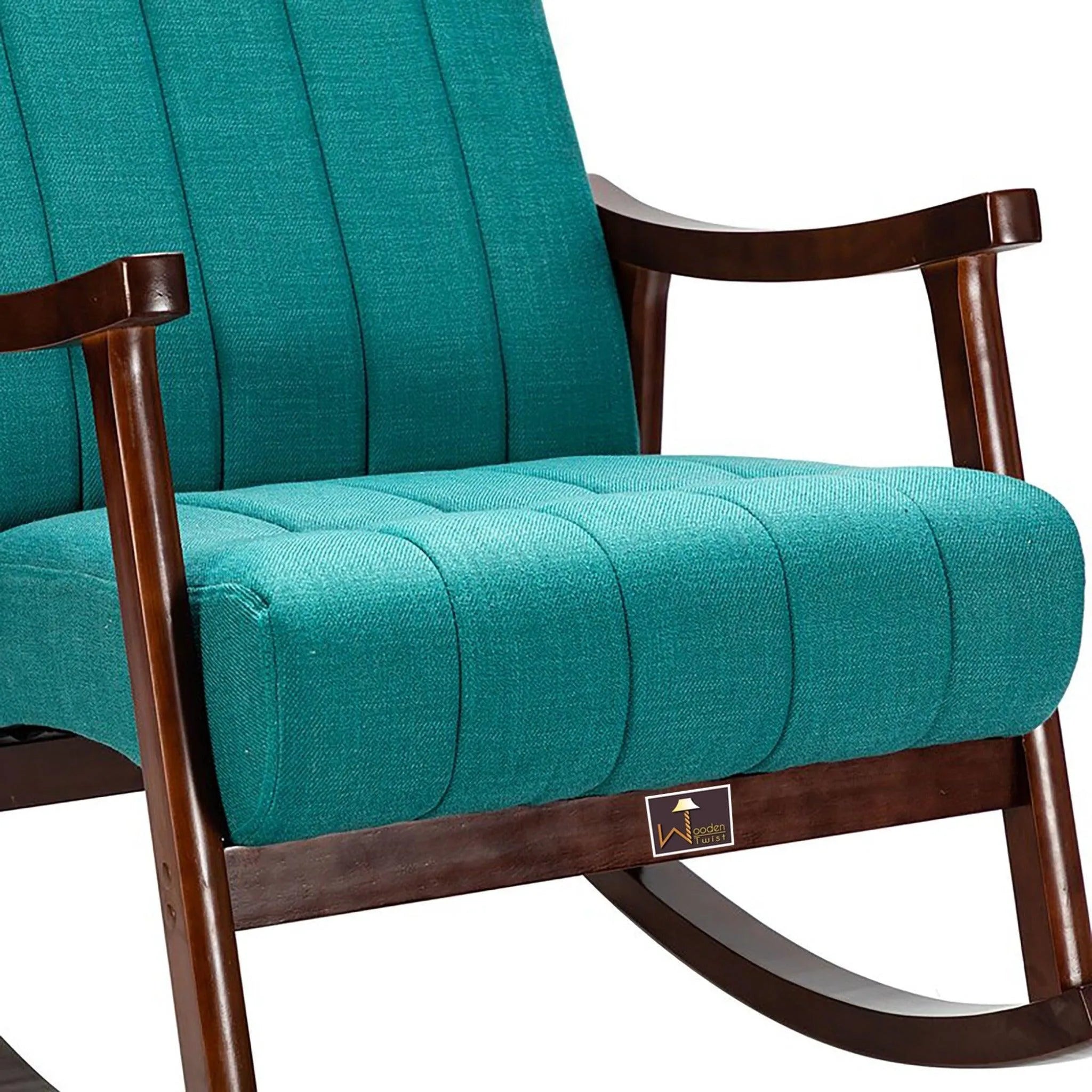 Risco Rocking Chair With Button Tufted Back (Teal) - Wooden Twist UAE