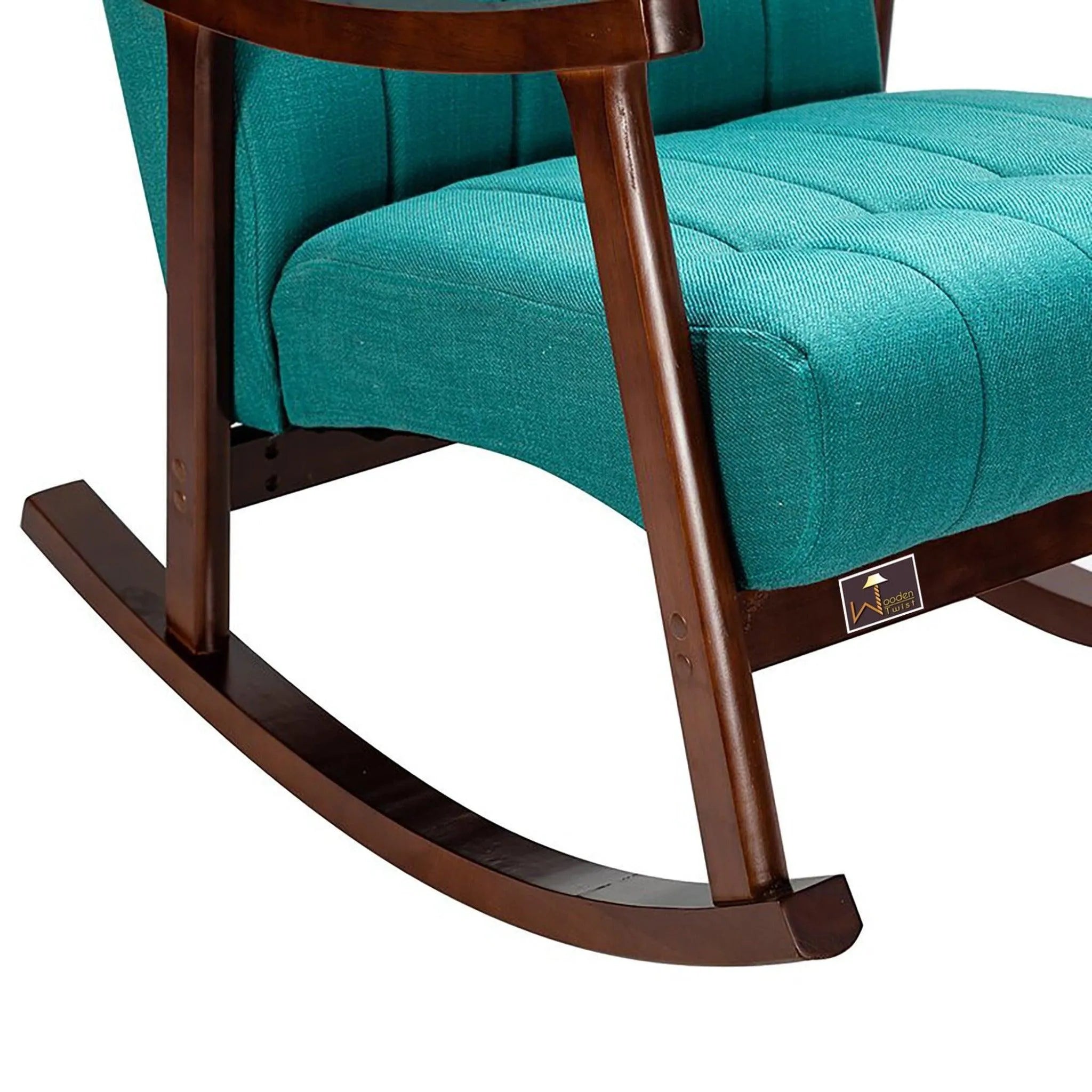 Risco Rocking Chair With Button Tufted Back (Teal) - Wooden Twist UAE