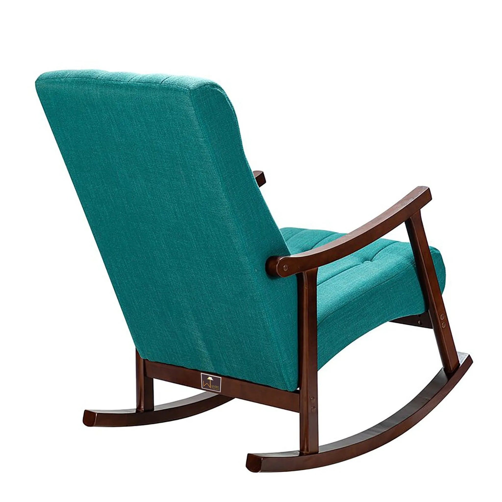 Risco Rocking Chair With Button Tufted Back (Teal) - Wooden Twist UAE