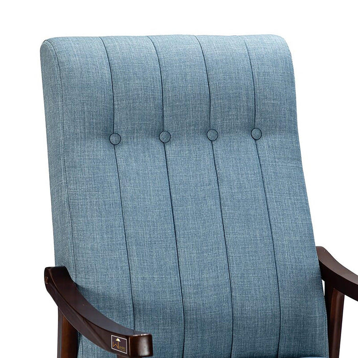 Risco Rocking Chair With Button Tufted Back (Blue) - Wooden Twist UAE