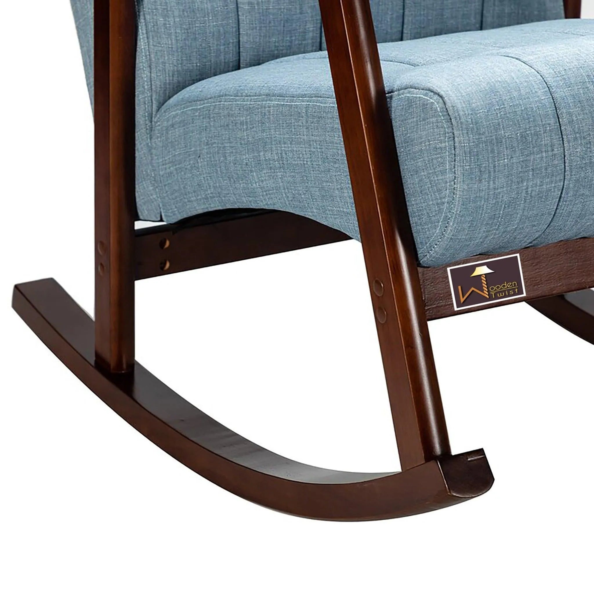 Risco Rocking Chair With Button Tufted Back (Blue) - Wooden Twist UAE