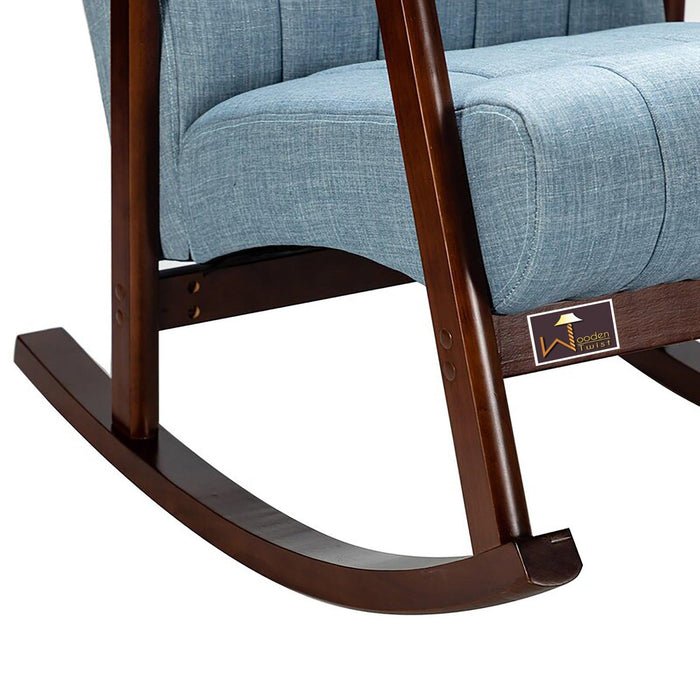 Risco Rocking Chair With Button Tufted Back (Blue)