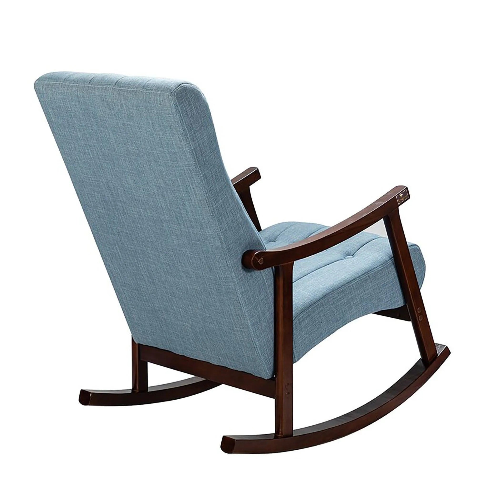 Risco Rocking Chair With Button Tufted Back (Blue) - Wooden Twist UAE