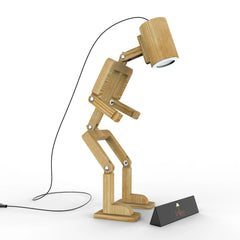 Wooden Robot Shaped LED Lamp (Pinewood)