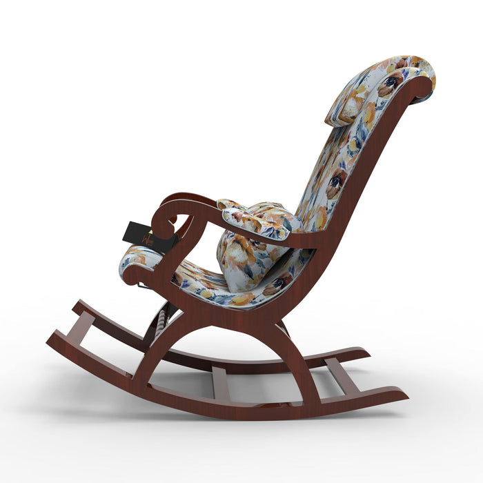 Creme Premium Teak Wood Rocking Chair (Honey Finish)
