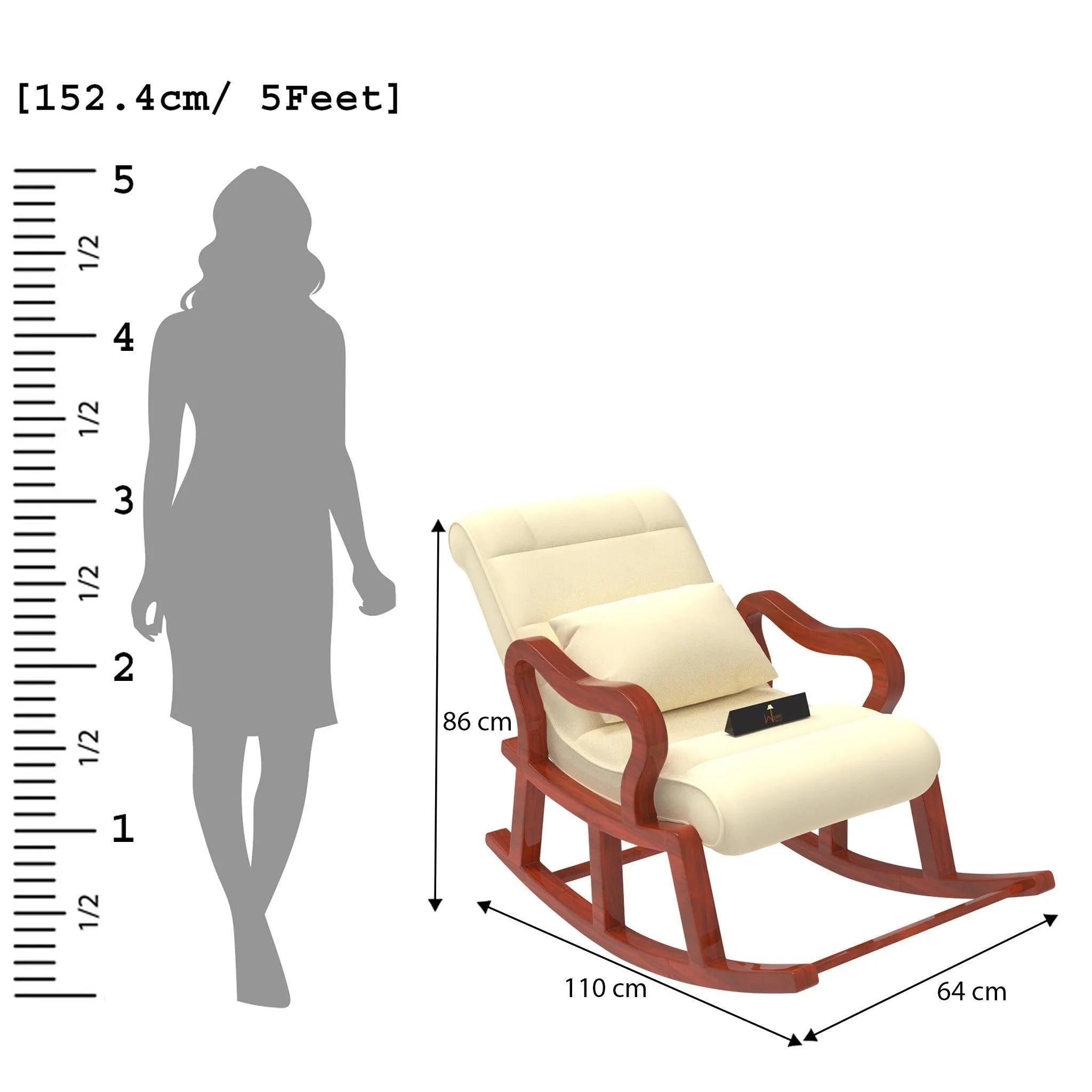 Recliner Wooden Rocking Chair with Footrest - Wooden Twist UAE