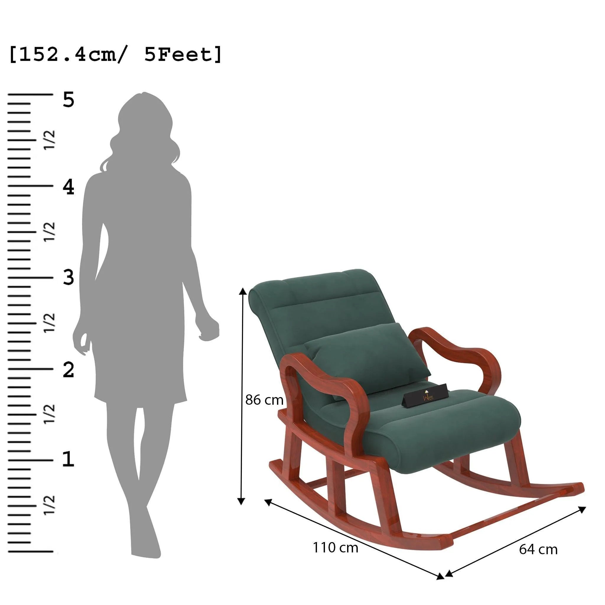 Recliner Wooden Rocking Chair with Footrest - Wooden Twist UAE