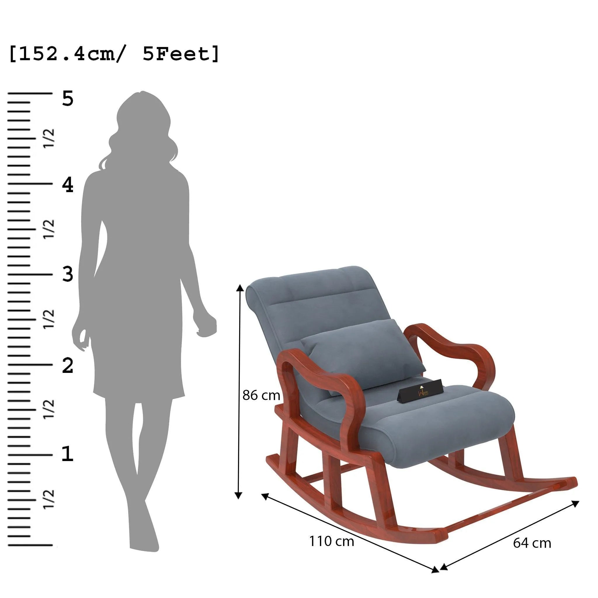 Recliner Wooden Rocking Chair with Footrest - Wooden Twist UAE