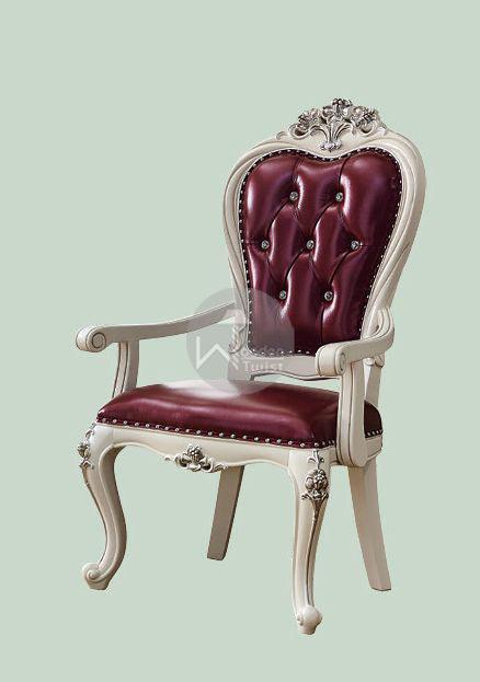 Wooden Royal Arm Chair with Tufted Button (Set of 2)