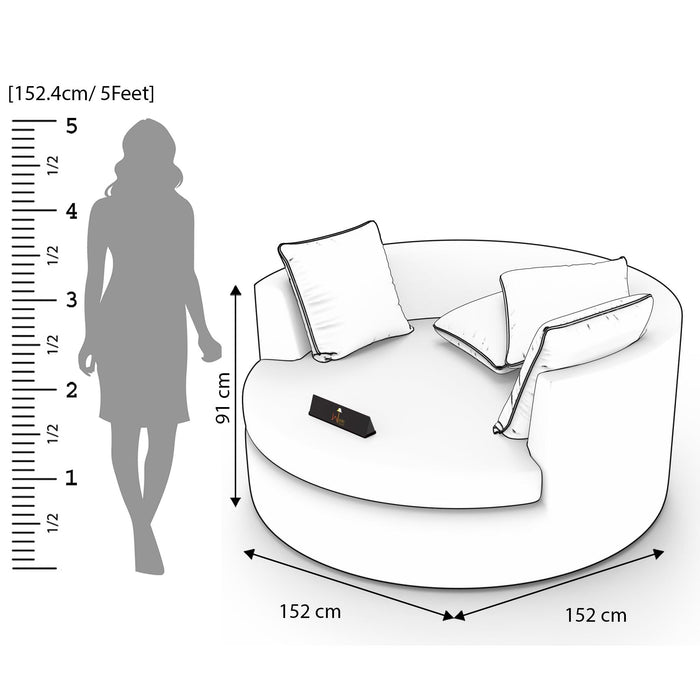 كرسي خشبي حديث دائري صوفا مع 3 وسائد (كستنائي)