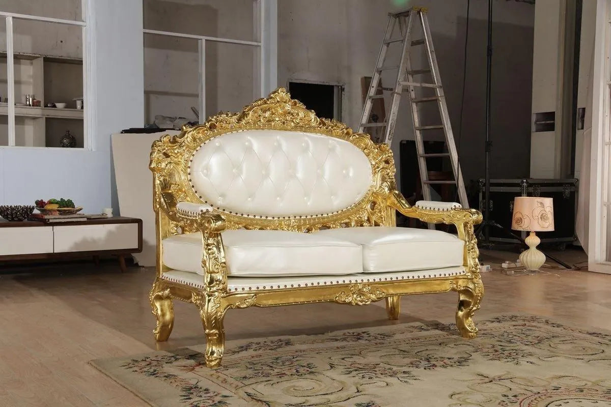 Royal Antique Gold Carved Sofa Set - WoodenTwist