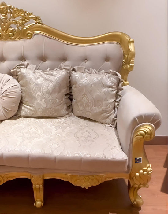 Beautiful Handmade Royal Antique Golden Finish Carved Sofa (3 Seater)