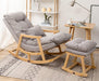 Wooden Rocking Chair Colonial and Traditional Super Comfortable Cushion And With Footrest (Natural Polish) - Wooden Twist UAE
