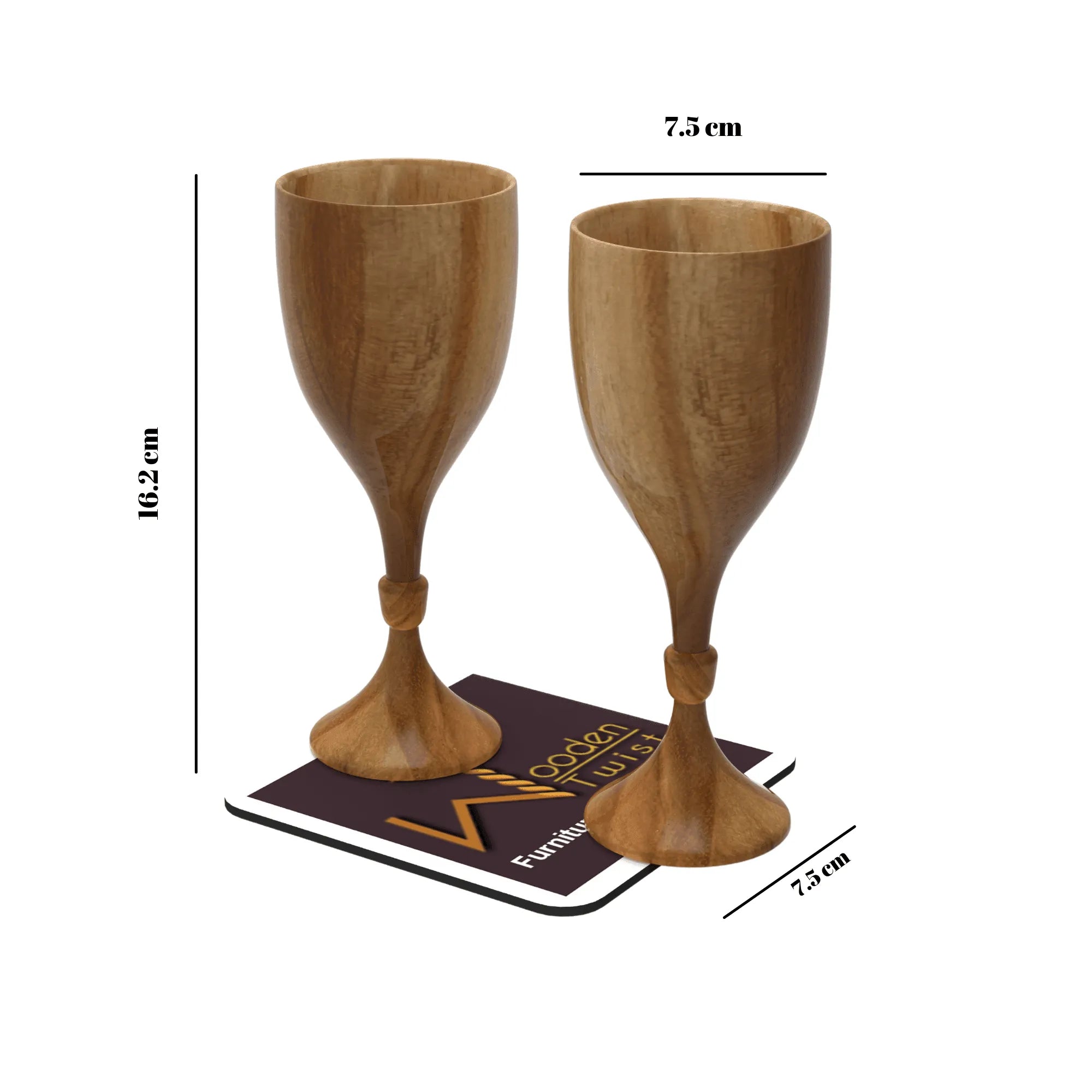 Royal Look Premium Wooden Glass In Teak Wood Set of 2 - Wooden Twist UAE