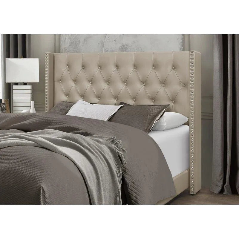 Modern Golden Leatherette Standard Queen Size Bed - Wooden Twist UAE