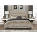 Modern Golden Leatherette Standard Queen Size Bed - Wooden Twist UAE