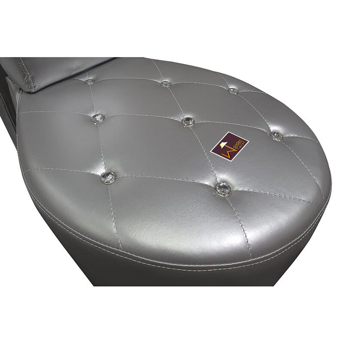 Wooden Wide Tufted Lounge Heel Chair (Silver Leatherette) - Wooden Twist UAE