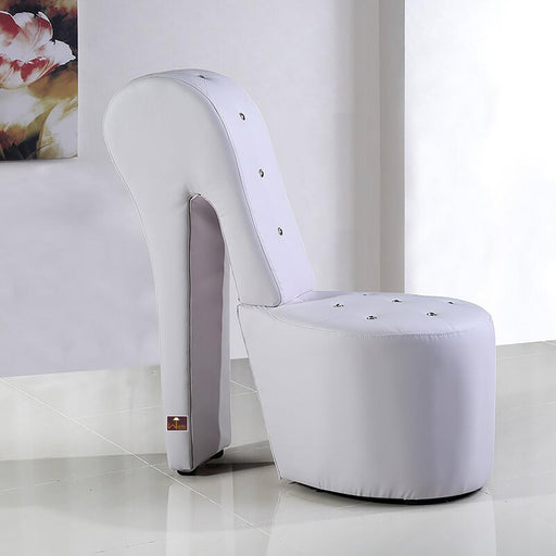 Wooden Wide Tufted Lounge Heel Chair (White Leatherette) - Wooden Twist UAE