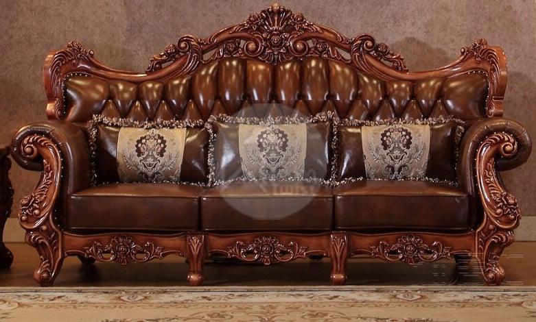 Royal Antique Brown Carved Sofa Set 6 Seater