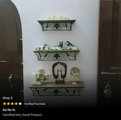 Wooden & Iron Hermosa Floating Wall Shelves Set of 3 - Wooden Twist UAE