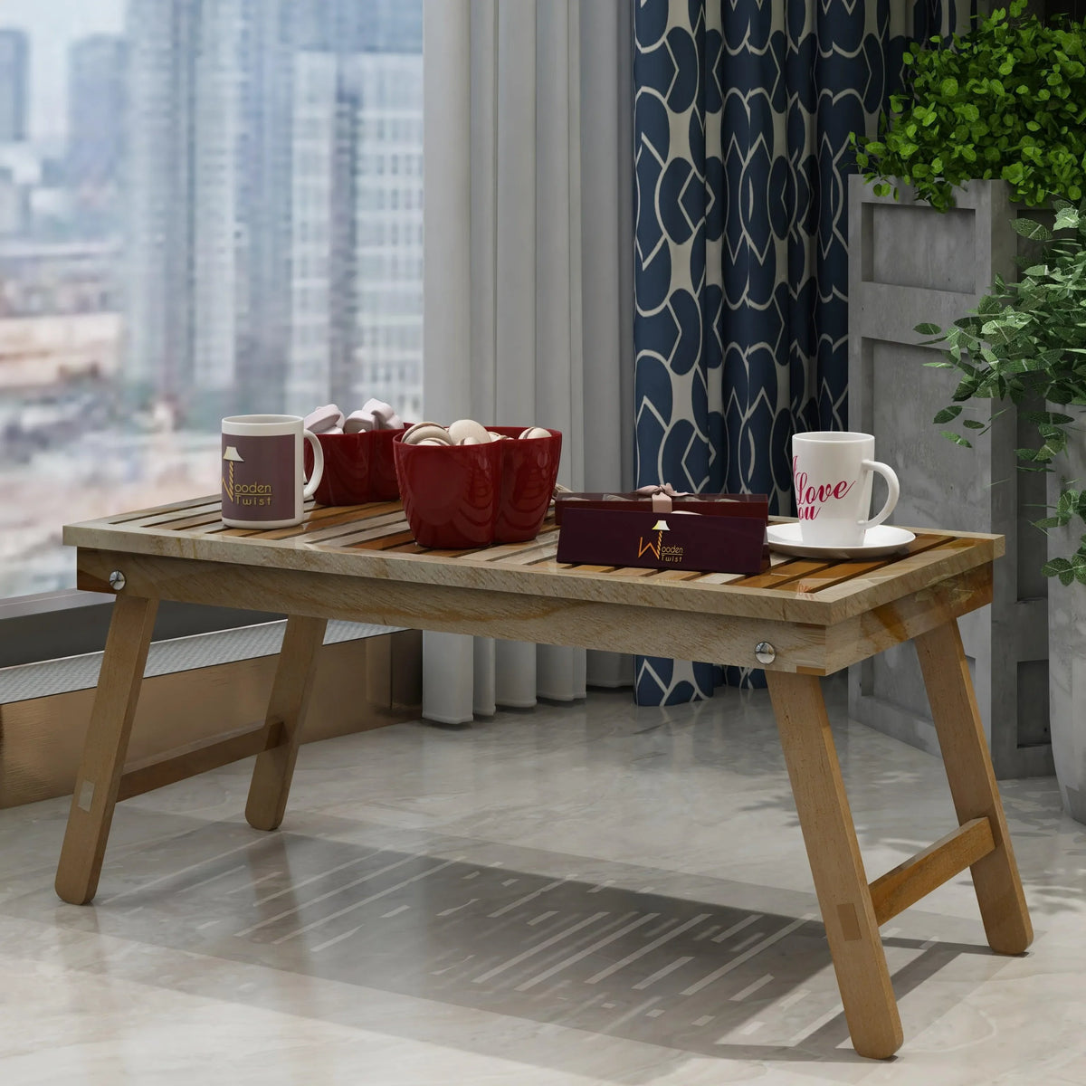 Phelan Foldable Teak Wood Coffee Table