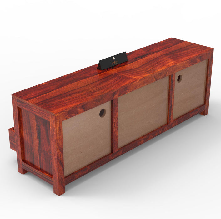 Handmade Amazing Wooden TV, Cabinet With 3 Drawers And 1 Open Shelf (Teak Wood) - Wooden Twist UAE