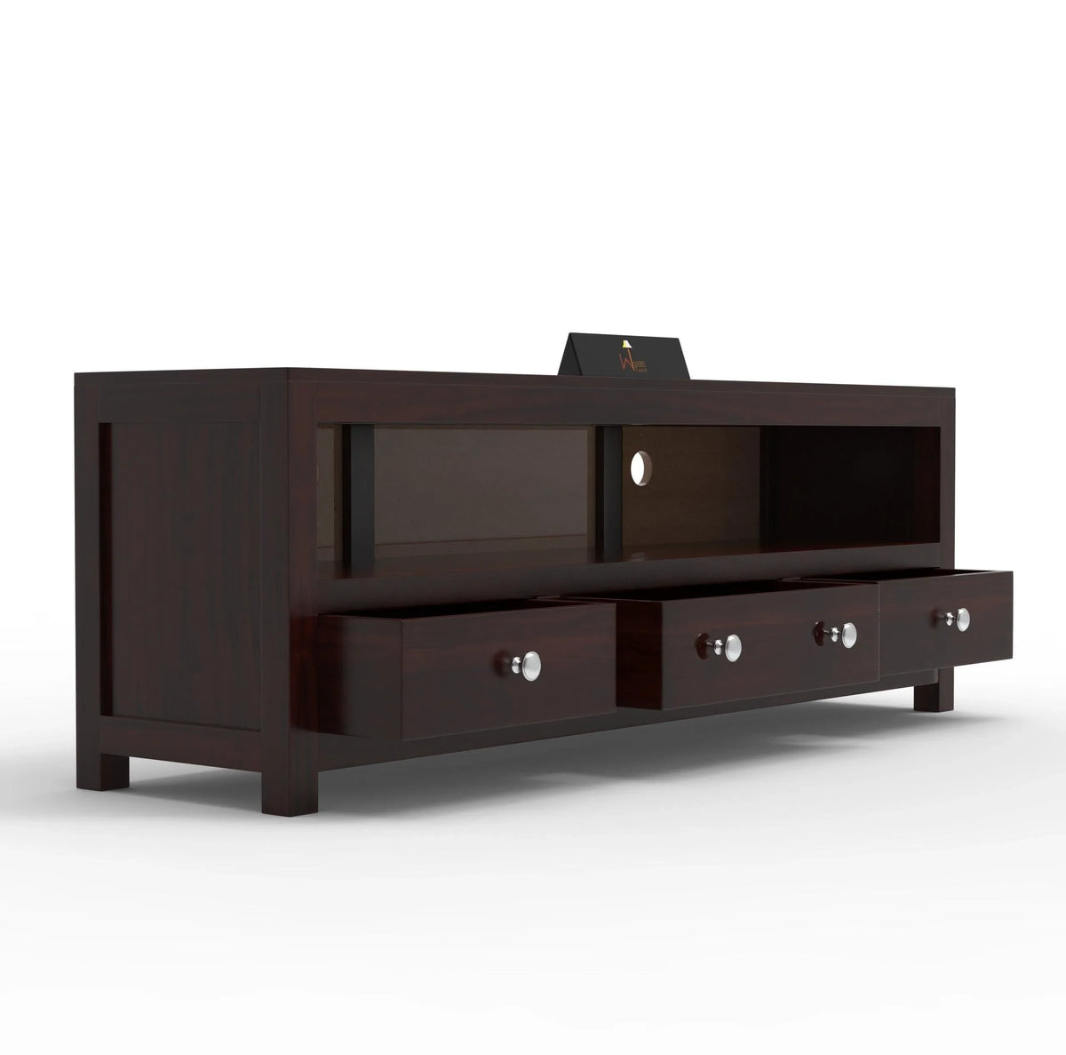 Handmade Amazing Wooden TV, Cabinet With 3 Drawers And 1 Open Shelf (Teak Wood) - Wooden Twist UAE