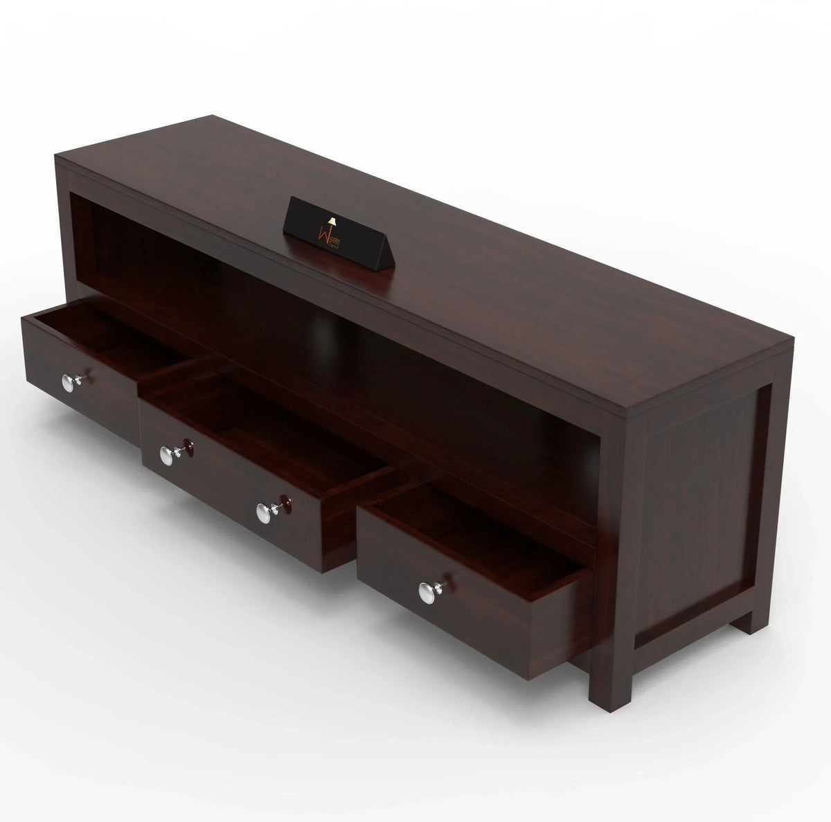 Handmade Amazing Wooden TV, Cabinet With 3 Drawers And 1 Open Shelf (Teak Wood) - Wooden Twist UAE