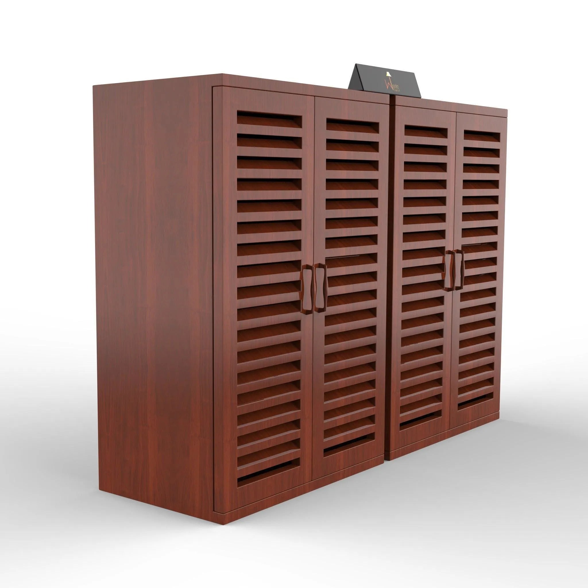 Wooden Double Shoe Rack Cabinet In Teak Wood - Wooden Twist UAE